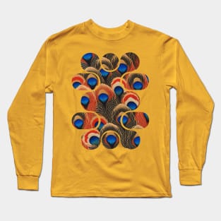 Abstract Shapes Peacock Feathers Pattern Design Long Sleeve T-Shirt